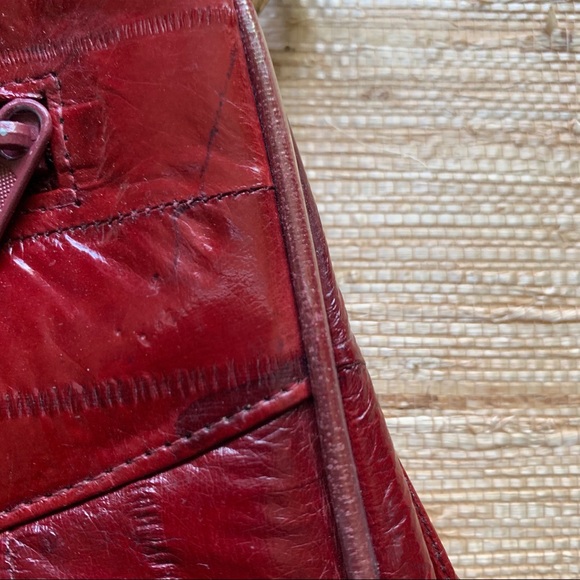 Cranberry Red Eel Leather Clutch/Crossbody - Picture 6 of 8